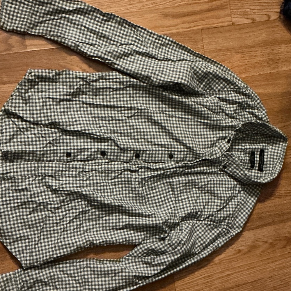Banana Republic Gray Checkered Flannel Shirt